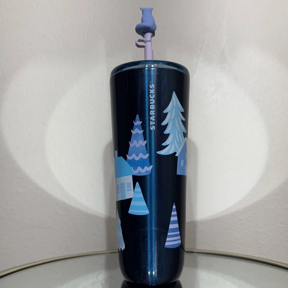 New Starbucks Blue Fox Straw Topper Stainless Steel Tumbler - Picture 3 of 5